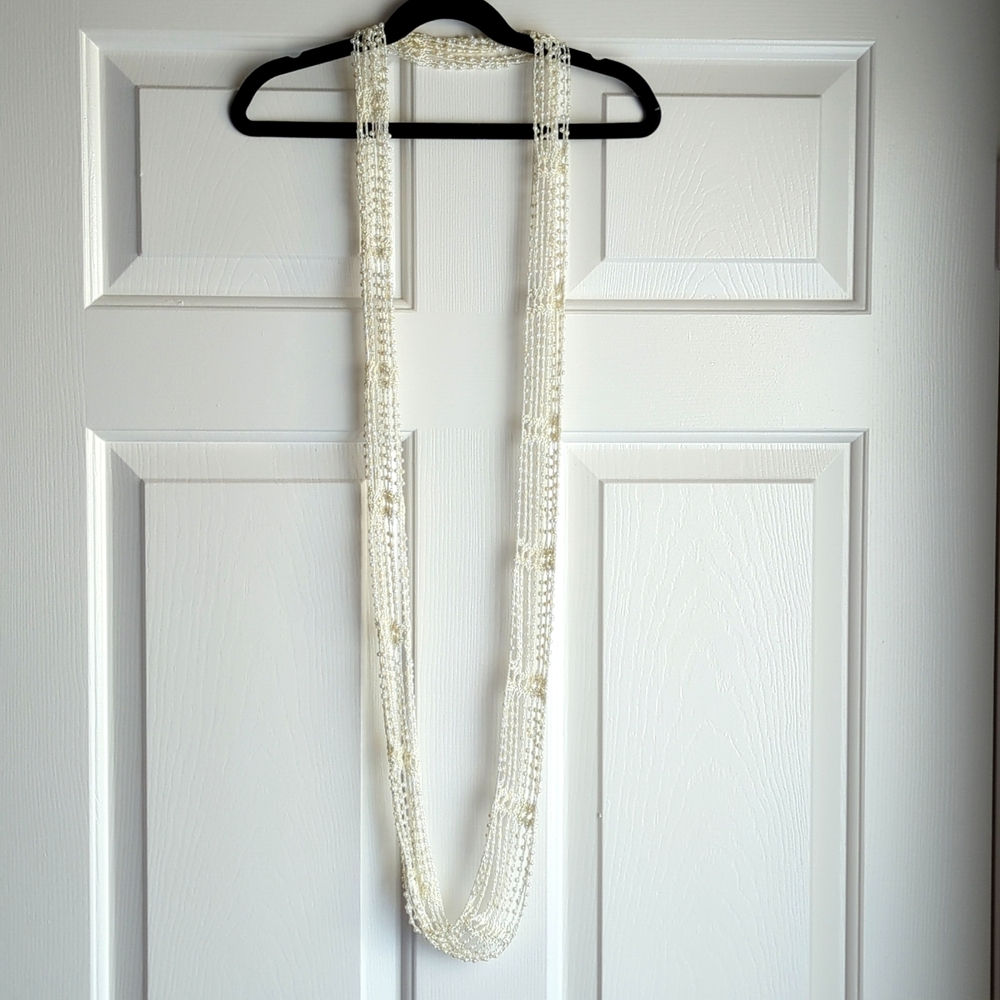 3/$15 - Infinity Ivory Scarf Necklace With Pearls